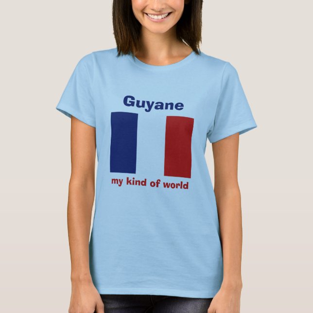 Guyane Flag + Karte + Text-T - Shirt (Vorderseite)