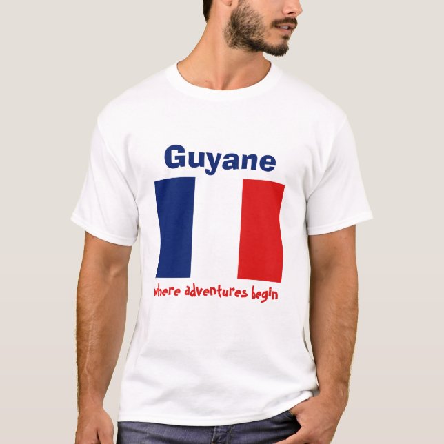 Guyane Flag + Karte + Text-T - Shirt (Vorderseite)