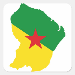 Guyane Flag Map GF Quadratischer Aufkleber