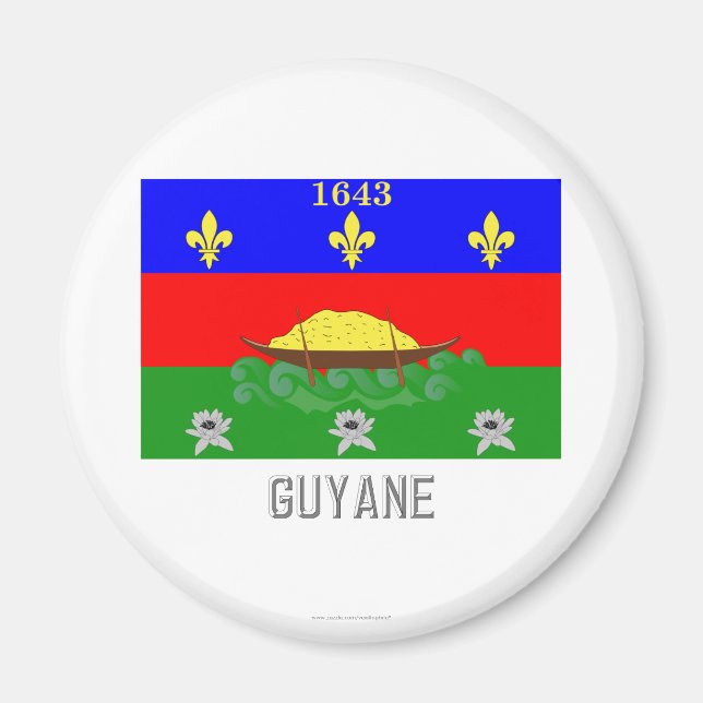 Guyane-Flagge mit Namen Magnet (Vorne)