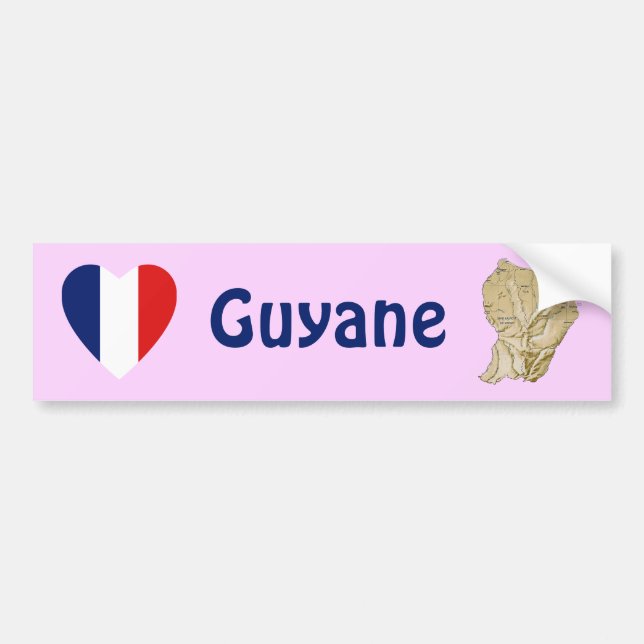 Guyane Flaggen-Herz + Karten-Autoaufkleber Autoaufkleber (Vorne)