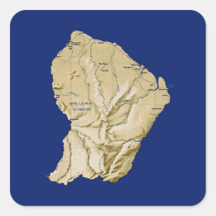 Guyane-Kartenaufkleber Quadratischer Aufkleber