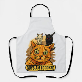 Guys Am I Cooked? Funny Cat Meme Panic Reaction Schürze