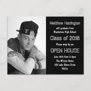 Guys High School Graduation Photo Invitations