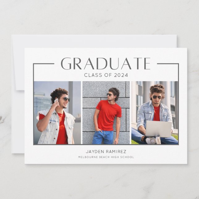 Guys Photo High School Graduation Party Invitation (Devant)