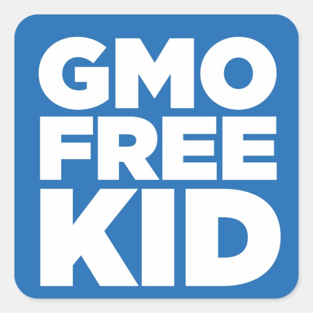 GVO-FREIE KID (BLAU) QUADRATISCHER AUFKLEBER (Vorderseite)