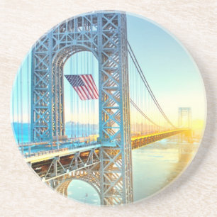 GWB anschließenfort-Lee NJ und Manhattan NYPlus Sandstein Untersetzer