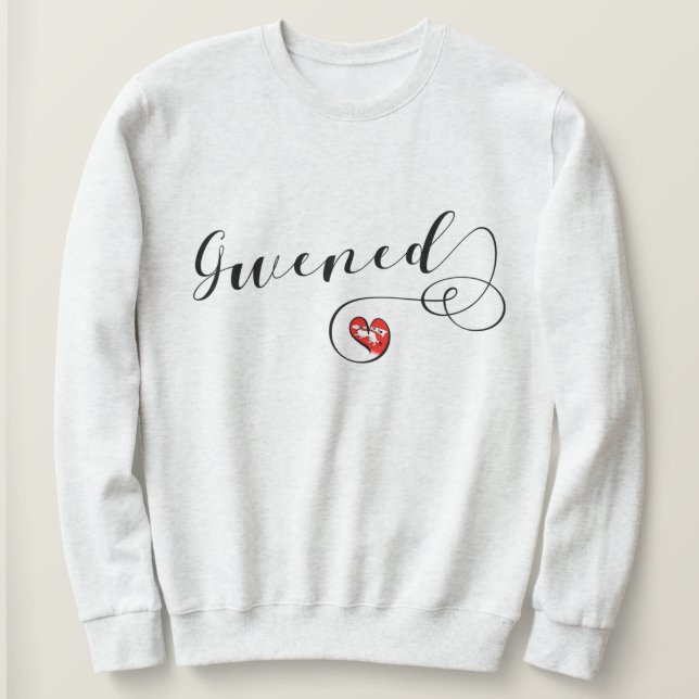 Gwened Flag in Heart, Vannes, Breton, Bretagne Sweatshirt (Design vorne)