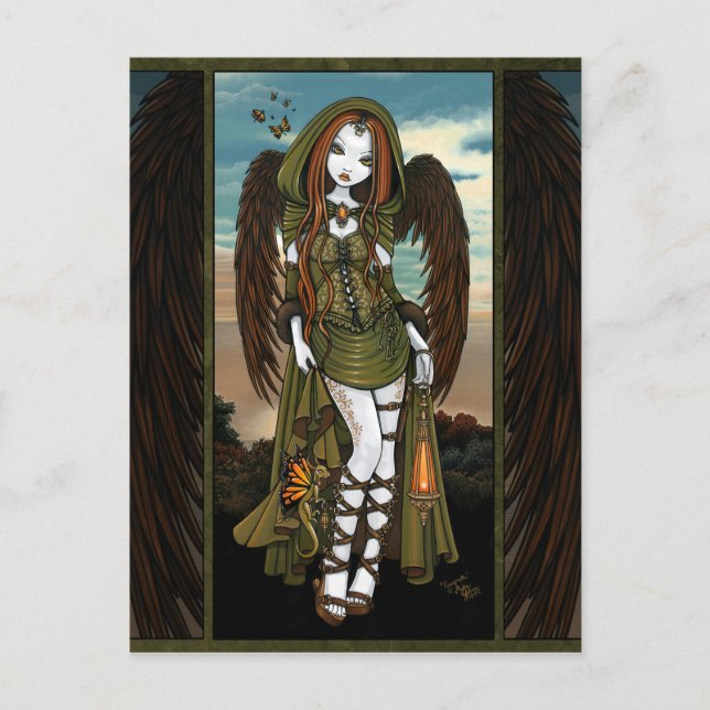 Gwyneth Sunset Dragon Lantern Angel Postcard Postkarte (Vorderseite)
