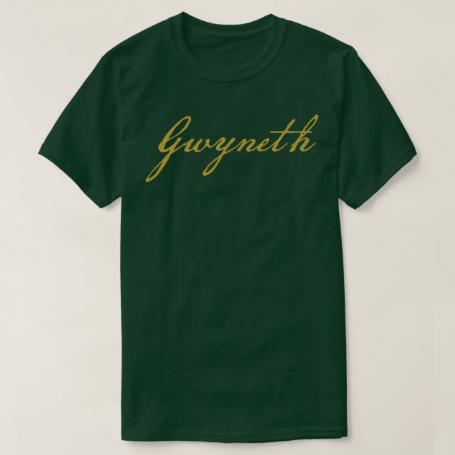 Gwyneth Typografie Gold Script T-Shirt (Design vorne)