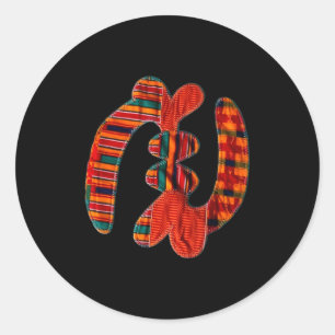 Gye Nyame - Afrikanisches Kente-Stoffsymbol Ghana Runder Aufkleber