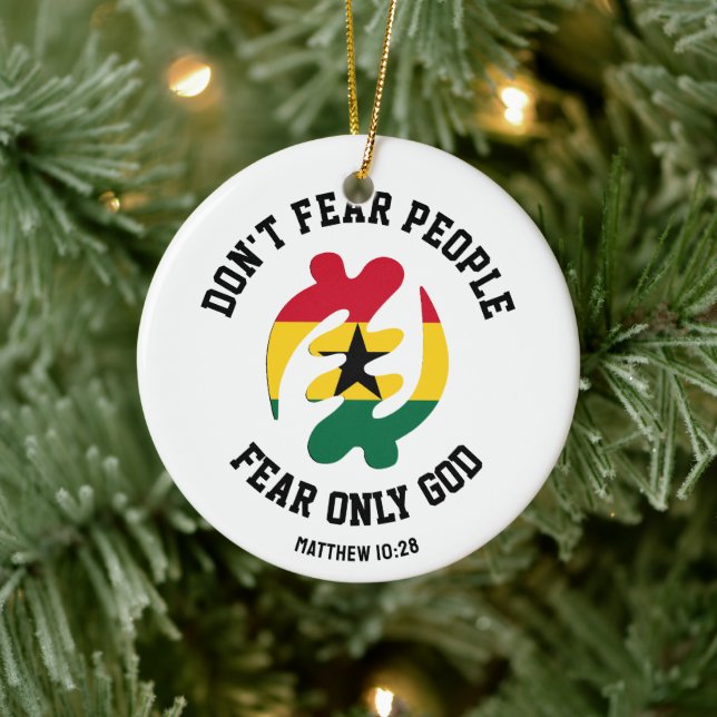 Gye Nyame FEAR NUR GOD Christlich Ghana Keramik Ornament (Baum)