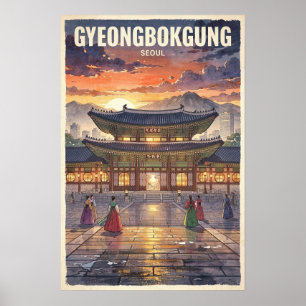 Gyeongbokgung Seoul Vintage Reise Poster