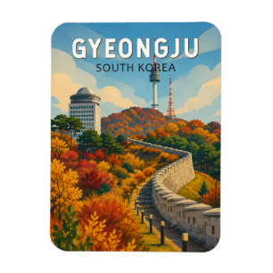 Gyeongju Südkorea Illustration Reise Kunst Magnet