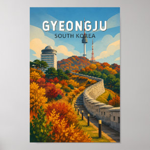 Gyeongju Südkorea Illustration Reise Kunst Poster