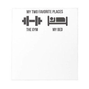 Gym and Bed - Funny Cartoon Piktogramm - Neuheit Notizblock