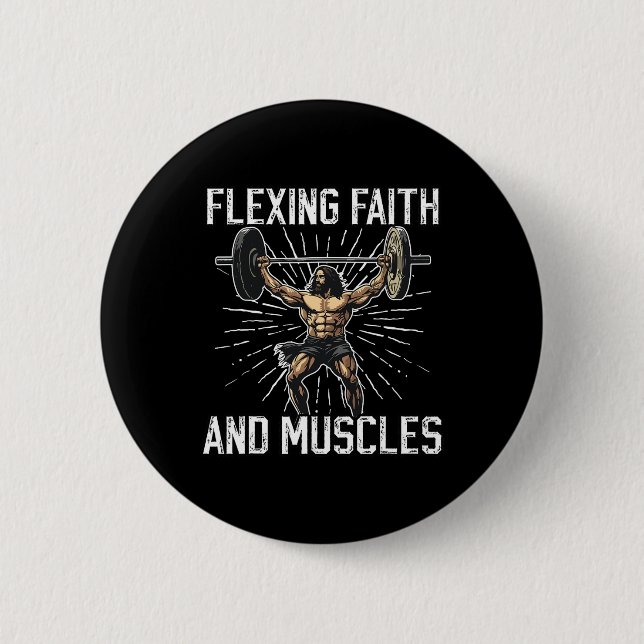 Gym And Jesus Christian Bodybuilder Religious Body Button (Vorderseite)