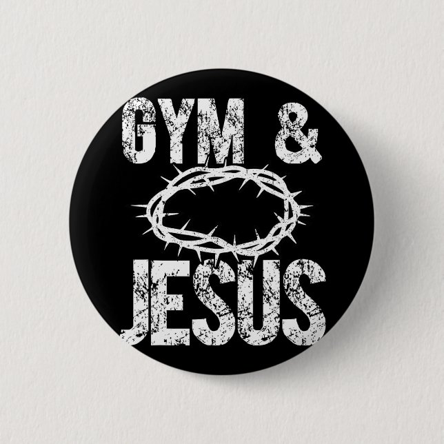 Gym And Jesus Christian Bodybuilder Religious Body Button (Vorderseite)