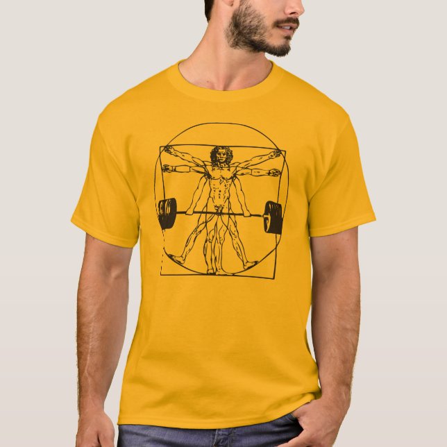 Gym Barbell Deadlift - Vitruvian Man T-Shirt (Vorderseite)