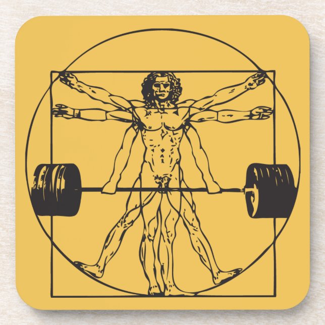 Gym Barbell Deadlift - Vitruvian Man Untersetzer (Vorderseite)
