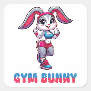 Gym Bunny Quadratischer Aufkleber