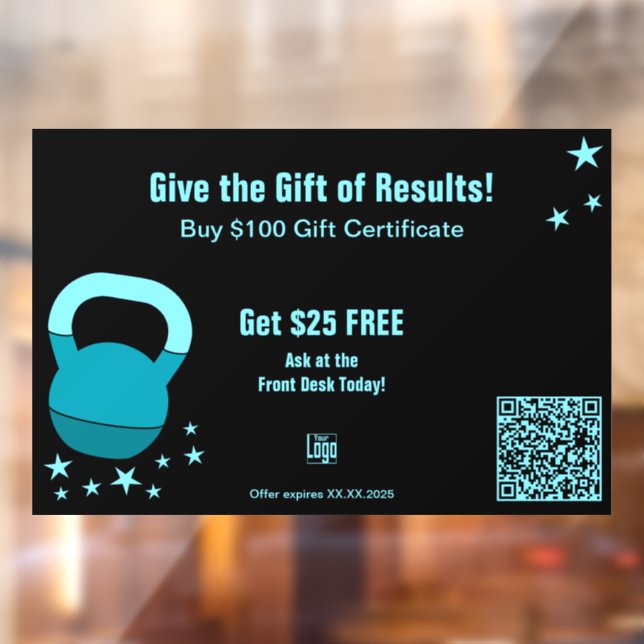 Gym Christmas Gift Results Certificate Promotion Fensteraufkleber (Blatt 2)
