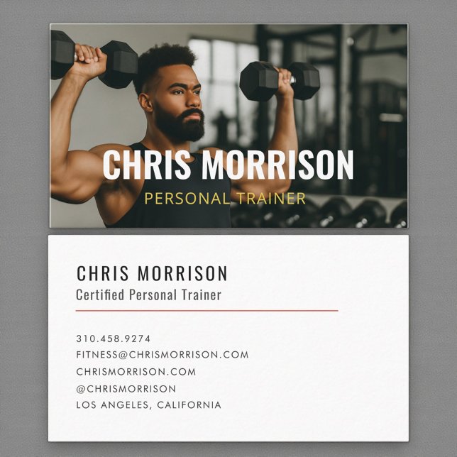 Gym Coach Personal Trainer Fitness Photo Visitenkarte (Von Creator hochgeladen)