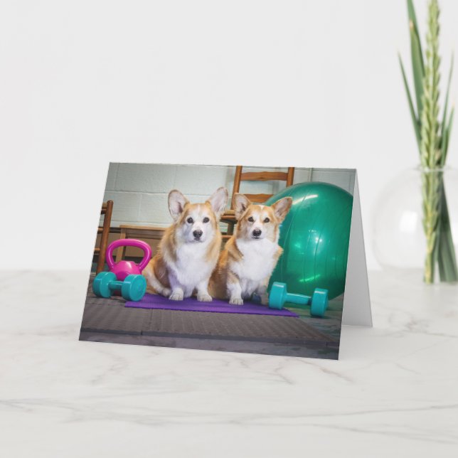 Gym Corgis Get Well Grußkarte Karte (Vorderseite)