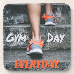 Gym Day Jeden Workout Motivation Stairs Orange Getränkeuntersetzer