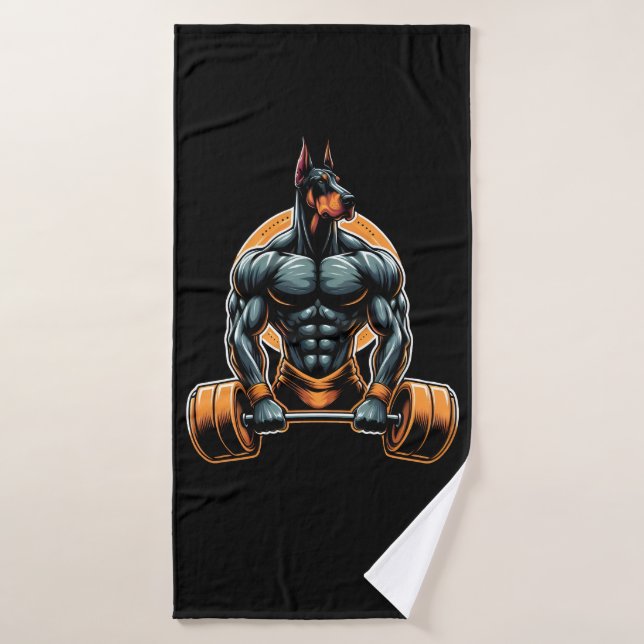GYM doberman bodybuilder powerlifder chien (Serviette de bain)