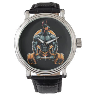 GYM Doberman Hundbodybuilder Power-Lifter Armbanduhr
