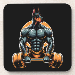 GYM Doberman Hundbodybuilder Power-Lifter Getränkeuntersetzer