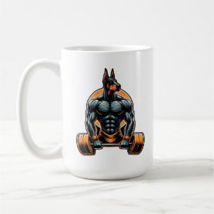 GYM Doberman Hundbodybuilder Power-Lifter Kaffeetasse
