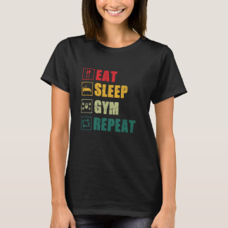 Gym Eat Sleep Gym Wiederholung Funny Retro Vintag T-Shirt