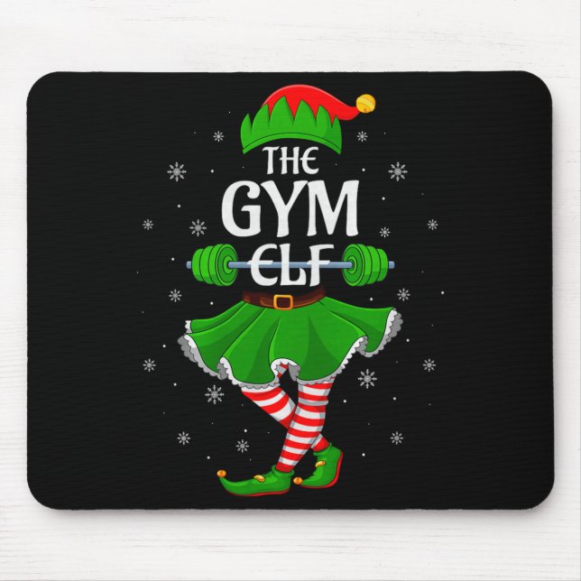 Gym Elf Christmas Family Workout Girls Women Elf S Mousepad (Vorne)