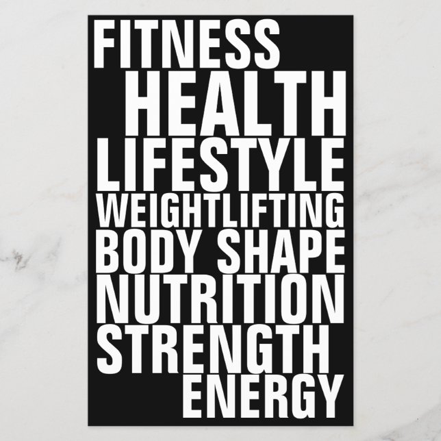 Gym Fitness Club fett Text Inspiration Schwarz-wei Flyer (Vorne)