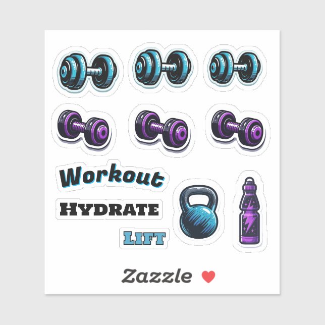Gym Fitness Motivierend Workouts Dumbells Aufkleber (Blatt)