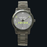 GYM FOCUS Modern Fitness Armbanduhr<br><div class="desc">This modern GYM FOCUS watch is designed for fitness lovers and gym spaces. The minimalist gray background combined with bold neon green typography creates a powerful and energetic look that fits perfectly in gyms, workout rooms, fitness studios, or home gyms. The numbers are styled in a dynamic mix of neon...</div>