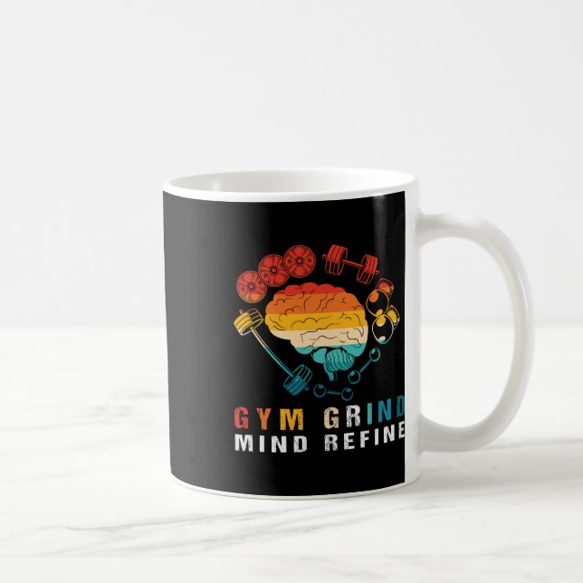 Gym Grind Mind Refined Bodybuilding Retro Gym Rat  Kaffeetasse (Rechts)