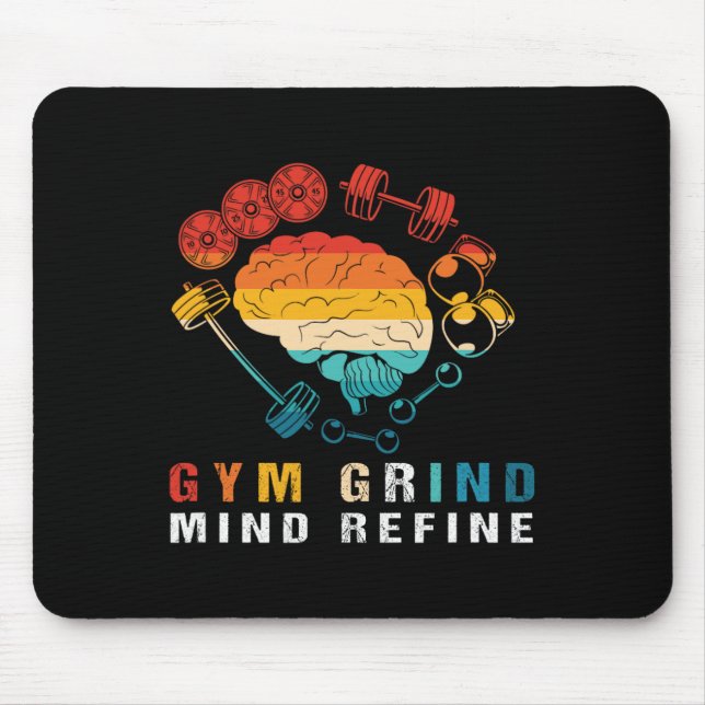 Gym Grind Mind Refined Bodybuilding Retro Gym Rat  Mousepad (Vorne)