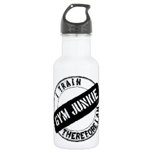 GYM JUNKIE DAHER BIN ICH schwarz. Edelstahlflasche