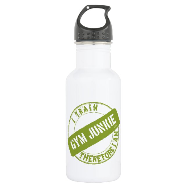 GYM JUNKIE ICH TRAIN DAHER. Hellgrün Edelstahlflasche (Vorderseite)
