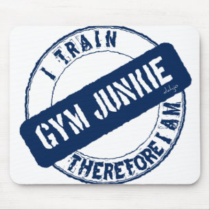 GYM JUNKIE ICH TRAIN DAHER. ICH BIN. blau Mousepad