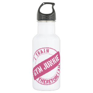 GYM JUNKIE ICH TRAIN DAHER, ICH BIN Pink. Edelstahlflasche