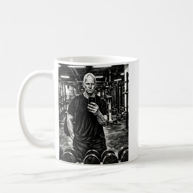Gym-Kaffeetasse – Harte Arbeit - Graue Willenskraf Kaffeetasse (Links)