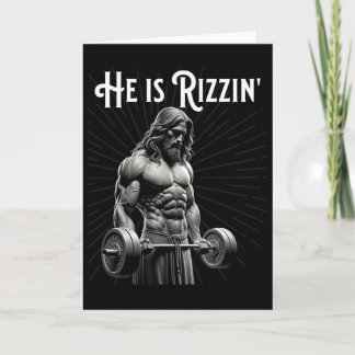 Gym Lifting Ripped Muscles He Is Rizzin Jesus Weig Karte