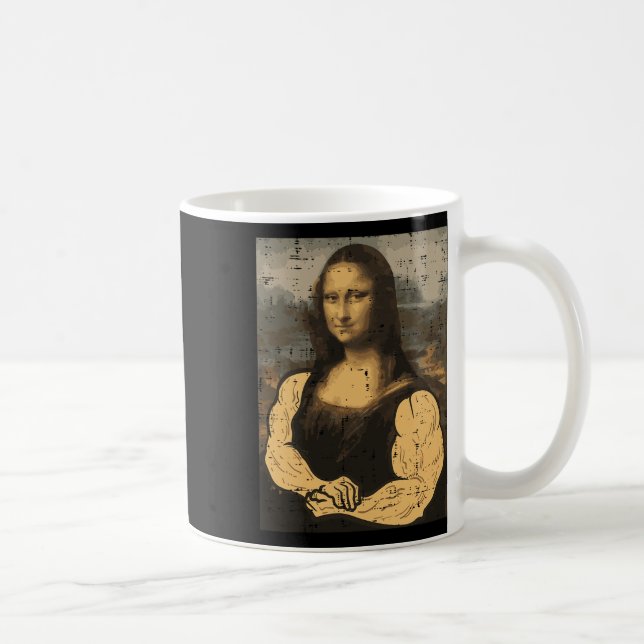Gym Mona Lisa Muscle Fun Workout Fitness Kaffeetasse (Rechts)