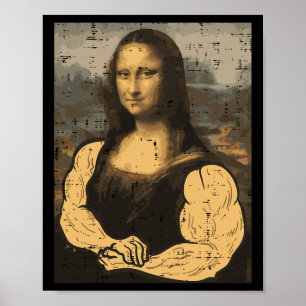 Gym Mona Lisa Muscle Fun Workout Fitness Poster
