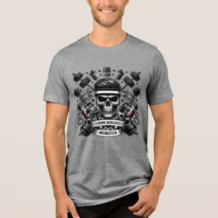 Gym-Monster-Totenkopf-Bodybuilding-Motivations-Kun Tri-Blend Shirt