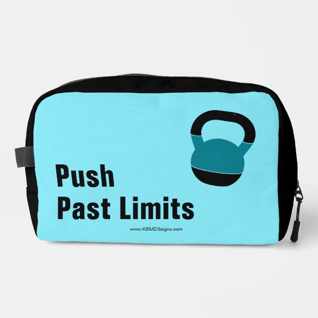 Gym Motto Push Past Limits Electric-Blue Black Waschbeutel (Vorderseite)